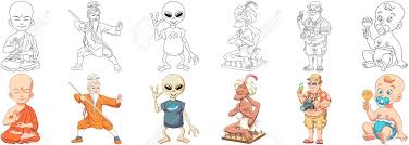 Coloring Pages Cartoon Characters Clipart Set For Kids Activity Royalty Free Cliparts Vectors And Stock Illustration Image 148748740