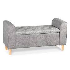 Banc Coffre Winnie Tissu Gris Fonce En 2020 Banquette Coffre Banquette Banc Coffre