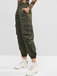 Pockets Solid Color Cargo Jogger Pants Army Green Cargo Pants Women Outfit Cargo Pants Women Black Cargo Pants