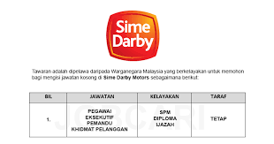 Senarai jawatan kosong terkini (klik sini). Jawatan Kosong Di Sime Darby Motors Pelbagai Jawatan Jobcari Com Jawatan Kosong Terkini