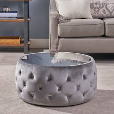 Cortesi home large tufted coffee table ottoman, 36, grey velvet. Ivy Glam Velvet And Tempered Glass Coffee Table Ottoman Smoke Walmart Com Walmart Com