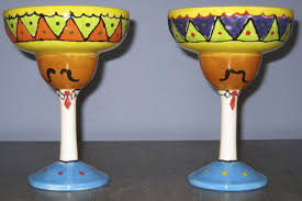 Authentic hand blown glass from mexico has the unique bubble. Sombrero Margarita Glasses Painted By Customer At Art Soul Margarita Glasses Painted Painted Wine Glass Wine Glass Decor