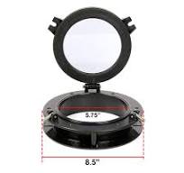 Amarine made Boat Yacht Round Opening Portlight Porthole 8.5" Replacement Window Port Hole - ABS Tempered Glass, Color: Black, White (Black)