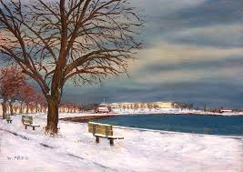 A visit to castle island combines history and recreation. Castle Island Winter Painting By William Frew