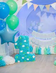 Birthday Backdrops For Photos Blue Wall And Balloons With Wood Floor For Baby One Birthday Backdrop Birthday Backdrop First Birthday Pictures Baby First Birthday