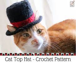 Crochet Pattern Top Hat For Cats Crochet Top Hat Pattern Etsy Cat Hat Pattern Crochet Cat Hat Crochet Cat