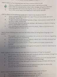 In this video one gets the answers of the important questions of william shakespeare's sonnet 18.the answers are discussed in detail and are most. Part A Which Of The Following Best Describes A Theme Chegg Com