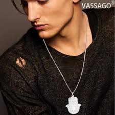 VASSAGO Collier Main de Fatima Collier Main de Hamsa et Oeil Maléfique  Collier Main de Hamsa Collier Amulette porte-bonheur Collier de protection  Talisman Cadeaux pour hommes femmes, Medium, Acier : Amazon.com.be: Mode