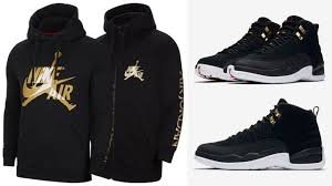 Black And Gold Jordan Hoodie Air Jordan 12 Reverse Taxi X Jordan Jumpman Classics Metallic Gold Hoodies Gold Hoodies Air Jordans Black And Gold Jordans