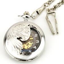 Angle S Wing Skeleton Hand Wind Mechanical Men Lady Pocket Watch Chain Gift Box Pocket Watch Chain Watch Chain Skeleton Hands