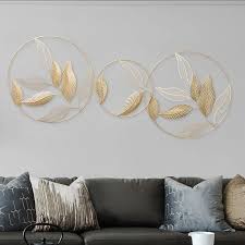 Modern Gold Leaf Wall Hanging In 2020 Gold Metal Wall Art Wall Decor Living Room Modern Metal Wall Decor Living Room