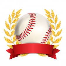 Baseball Award Vector Sport Banner Background White Ball Red Stitches Red Ribbon Laurel Wreath 3d Realistic Isolate Sport Banner Baseball Award Baseball Banner