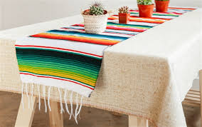 Great for engagement dinners, wedding please note: Mexican Classic Serape Table Runner Multi White