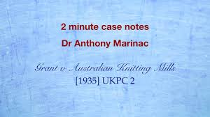 The supreme court of south australia, the high court of australia. Grant V Aust Knitting Mills Negligence Youtube
