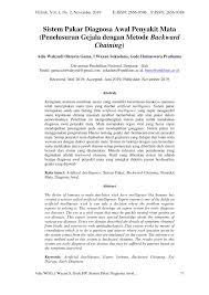 Pdf Sistem Pakar Diagnosa Awal Penyakit Mata Penelusuran Gejala Dengan Metode Backward Chaining
