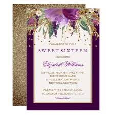 Purple Floral Amethyst Sweet Sixteen Invitation Zazzle Com Bridal Shower Invitations Floral Invitation Sweet Sixteen Invitations