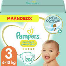 Pampers Premium Protection Taille 3 - 204 Langes - 6Kg-10Kg | Bol.com