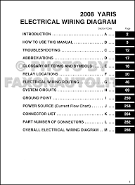 Electrical wiring diagram models list: 2008 Toyota Yaris Wiring Diagram Manual Original