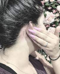 Gemini behind the ear tattoos. Cancer Constellation Tattoo Behind The Right Ear