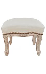 Repose Pied Baroque De Style Louis Xv Velours Beige Bois Beige Patine Style Louis Xv Repose Pieds Tissu Blanc