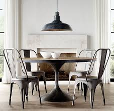 Rh S Aero Round Dining Table Paying Homage To The Sweeping Lines Of Mid Century Furnishings Our Table Is A Dining Table Metal Dining Chairs Metal Dining Table