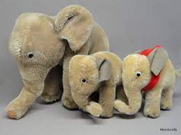Vintage steiff made in us zone germany mohair sitting leopard ~ 7 1/2. Steiff Elephant X 3 Mohair Plush 10 17cm 4 7in 1960s No Tusks One Bib No Id Vtg Steiff Alloccasion Steiff Collectable Plush Mohair