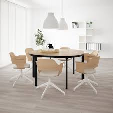 Bekant طاولة مؤتمرات قشرة سنديان مصبوغ أبيض أسود Ikea