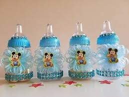 If you can't make something decorative entirely out of diapers for a baby shower then when else can you? Mickey Mouse Set Of 12 Bottles Favors Baby Shower Decorations It S A Boy Ebay