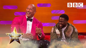 Following dwayne johnson's gym injury, comedian kevin hart took to instagram to show off his own bloody hard work. Dwayne The Rock Johnson Shreds Kevin Hart The Graham Norton Show Bbc Youtube
