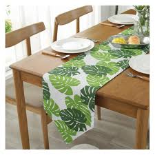 Coffee Table Runner Summer Green Tree Party Birthday Baby Shower Gift Wedding Centerpiece Housewarmi In 2020 Coffee Table Runner Leaf Table Green Table Runner