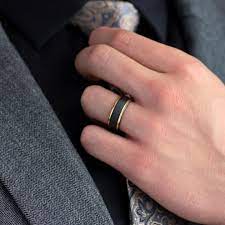 100s Jewelry Tungsten Rings For Men Two Tone Black Gold Wedding Band Center Brushed Engagement Size 6 16 Tungsten Mens Rings Rings For Men Black Gold Wedding