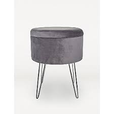 Grey Velvet Storage Stool Home George At Asda Corona grey single pedestal dressing table.