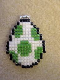 Yoshi Egg Necklace Handmade Pixelated Comic Miniature Pixel Art Bead Weaving Seed Bead 8 Bit Ca Beaded Keychains Little Girl Jewelry Pony Bead Patterns