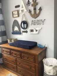 Nautical Gallery Wall In Our Son Ace S Nursery Curtains Overstock Com Wall Decor Hobby Lobby Ahoy Sign Target Nautical Baby Room Boy Room Nautical Nursery