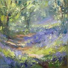 Bluebell Wood By British Contemporary Artist Rex Preston Art Painting Abstract
