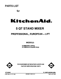 View and download kitchenaid ksm150agbcs parts list online. Replacement Parts For Kitchenaid Stand Mixer Pdfcoffee Com