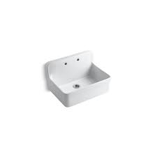 Elkay quartz classic sinks have a smooth surface and a visible depth to their structure. Kohler Gilford Apron Wall Mount Top Mount Single Bowl Kitchen Sink White 30 In Lowe S Canada