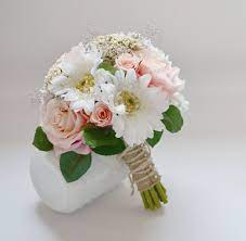 Maybe you would like to learn more about one of these? Wedding Natural Touch Blush Pink Ranunculus Navy Gerbera Daisies White Anemones Faux Greenery Blue Thistle Boho Cascade Wedding Bouquet Bouquets Weddings Valresa Com