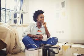 Check spelling or type a new query. Satisfied Woman Drinking Coffee And Painting Living Room African Ethnicity Paint Can Stock Photo 202758358
