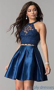 Short Satin And Lace Two Piece Homecoming Dress Two Piece Homecoming Dress Formal Dresses Short Winter Formal Dresses