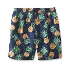 Basic Editions Men S Swim Trunks Pineapple Size Medium Blue Swimsuits Outfits Men Swim Trunks Surf Wear