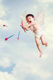 Asian Boy Cupid with a Bow and Arrows Fly in the Sky Stock Image - Image of  valentine, love: 66067679