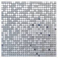 White kitchen by alloy solid metal tiles. Abu Dhabi Brushed Metal Effect Metal Mosaic Tile Sheet L 300mm W 300mm Tradepoint