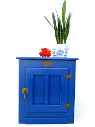 Vintage Cobalt Blue White Clad Nightstand End Table Two Available Simmons Hardware Co St Louis Mo U S A End Tables Cool Nightstands White Vintage