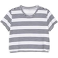 Black And White Striped Shirt Crop Top Monki Pia Tee 8 95 Liked On Polyvore Featuring Tops T Shirts Shirts New Stripes On The Block Crew Sh T Shirt Crop Top Denim T Shirt Color Block Shirts