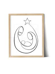 Minimalist Nativity One Line Drawing Easy Christmas Drawings Christmas Drawing Nativity Painting