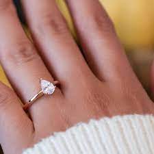 Inexpensive Womens Wedding Rings - Pear Shaped Solitaire Rose Gold Wedding Ring Pear Engagement Ring Tear Drop Engagement Ring Pear Shaped Wedding Rings