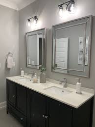 Bathroom wall mirror frame included: Black Vanities With Chrome Hardwire Black Vanity Framed Bathroom Mirror Light Installation