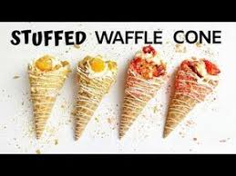 New Stuffed Waffle Cones Strawberry Peach Cobbler Stuffed Waffle Cones No Cheesecake Y Peach Cobbler Cheesecake Recipe Waffle Cone Recipe Waffle Cones