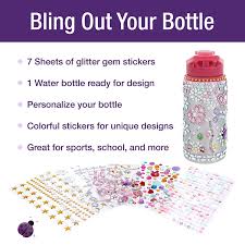 Amazon Com Decorate Personalize Your Own Water Bottles For Girls With Tons Of Rhinestone Glitter Kids Water Bottle Crafts Gems Stickers Cute Gifts For Girls